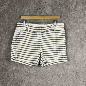 Tommy Hilfiger Shorts Womens 8 White Stripe Flat Front Pockets Linen Blend